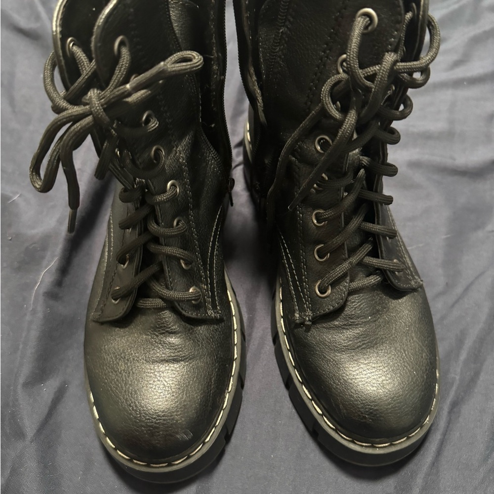 Black Lace-Up Combat Boots